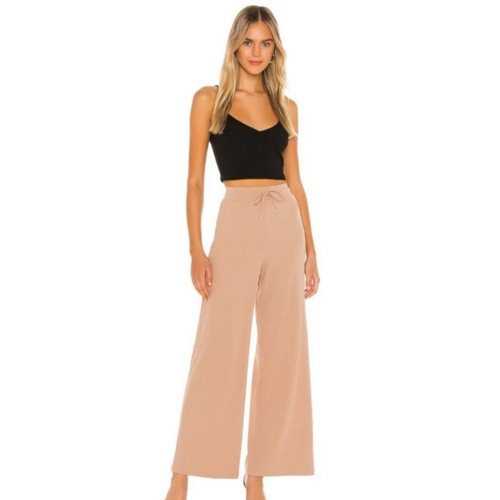 NWOT Lovers + FRIENDS Pants Ribbed Drawstring Wide Leg Light Brown/Taupe XS